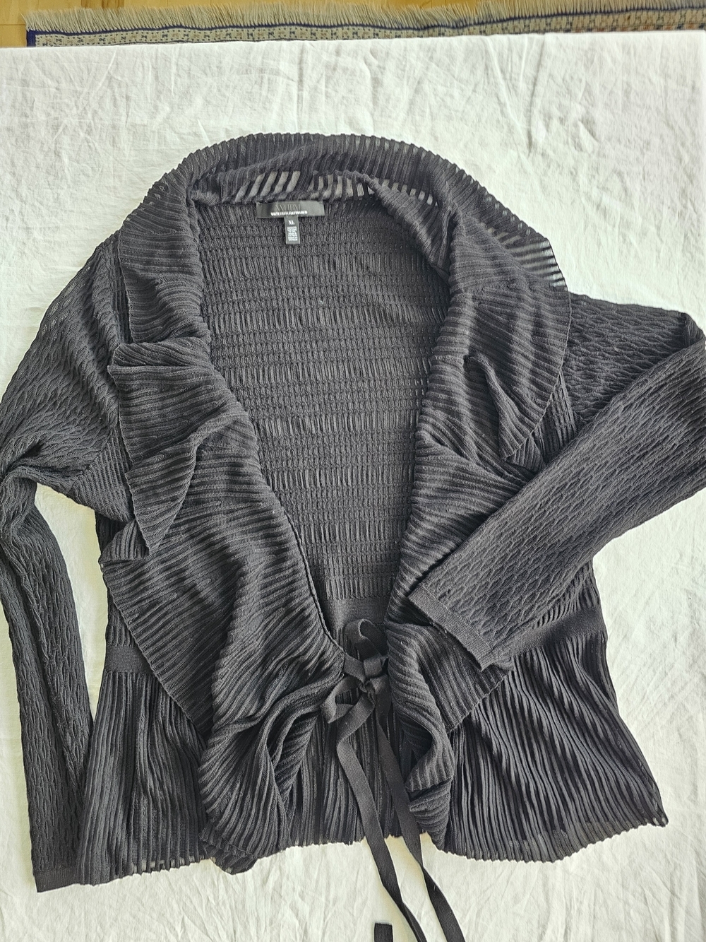 White House Black Market Black  Open-Front Cardigan with Tie Size XL